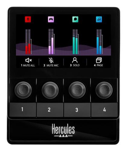 Hercules Stream 100 — Contrôleur Audio Gaming et Streaming avec Écran LCD